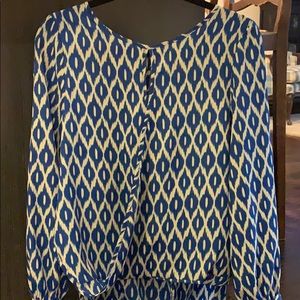 Blue Ikat Print Blouse